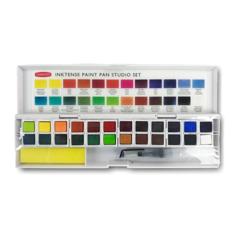 Derwent Inktense 24 Pan Ink Watercolour Paint Travel Set Picasso