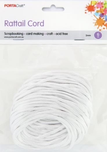 Rattail Cord 2mm 6m White - Picasso Art & Craft