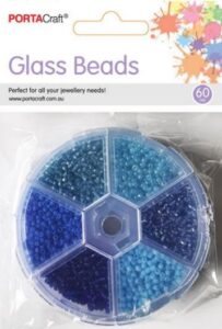 Beads Glass 60g Organiser 6 Comp. Blue Mix - Picasso Art & Craft